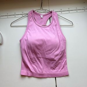 PINK BUILT IN BRA TANK TOP CROPPED SIZE S